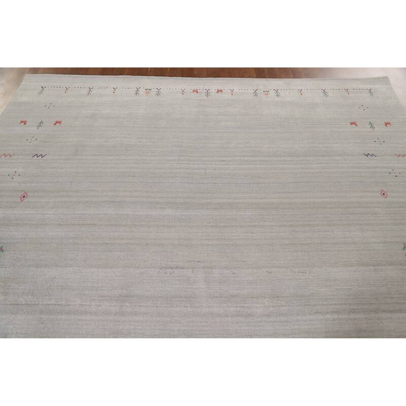 Tribal Beige Gabbeh Indian Area Rug Handmade Wool Carpet - 7'10"x 9'9"