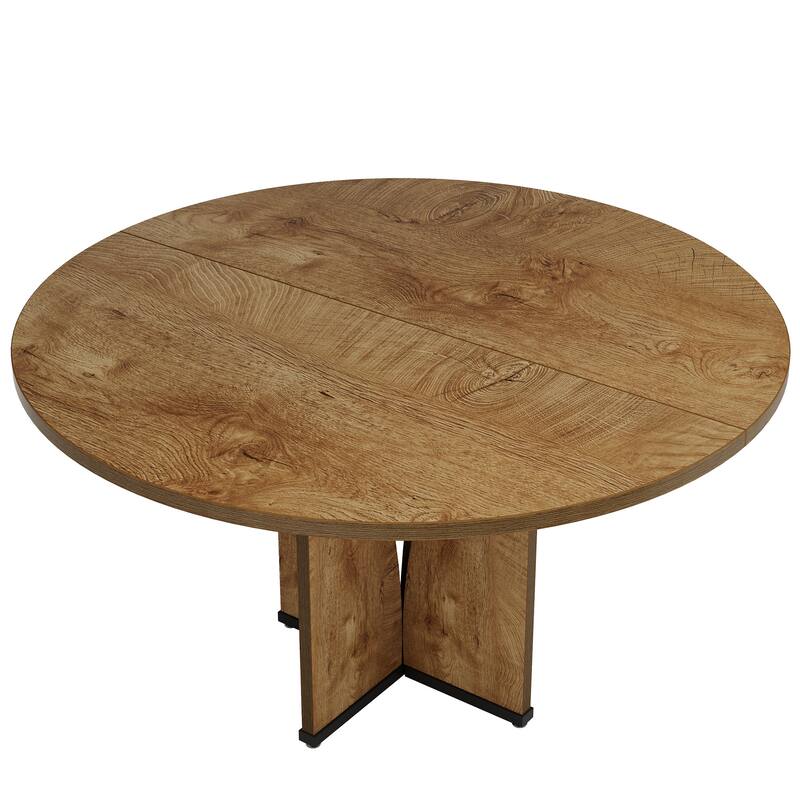 Wooden Large Dining Table, Round Kitchen Table for Dining/Living Room