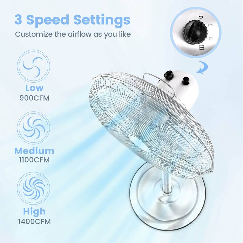Costway 16" Standing Pedestal Fan with 3 Speed Settings Carrying - See Details