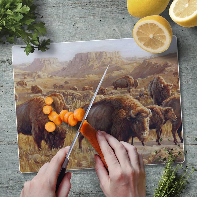 Buffalo Herd 3mm Heat Tolerant Tempered Glass Cutting Board 10” x 8” Manufactured in the USA Dishwasher Safe