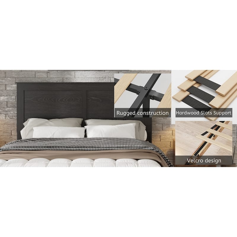 No Box Spring Needed Wood Platform Bed Frame - Antique Black - King