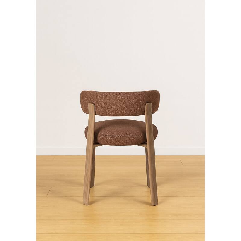 Upholstered Curved Back Wood-look Metal Frame 2pc Dining Chairs - N/A