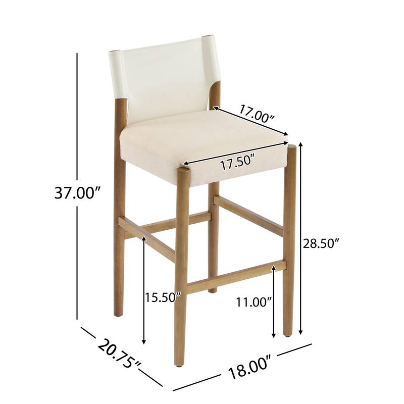 Christopher Knight Home - Mika Modern 28.5" Wood Barstool Set with Neutral Polyester Cushion for Kitchen Island or Home Bar