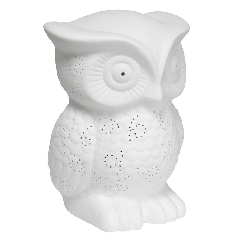 9.84 in. White Finish Table Lamp, Sturdy Owl Shaped Table Lamp for Living Rooms and Bedrooms