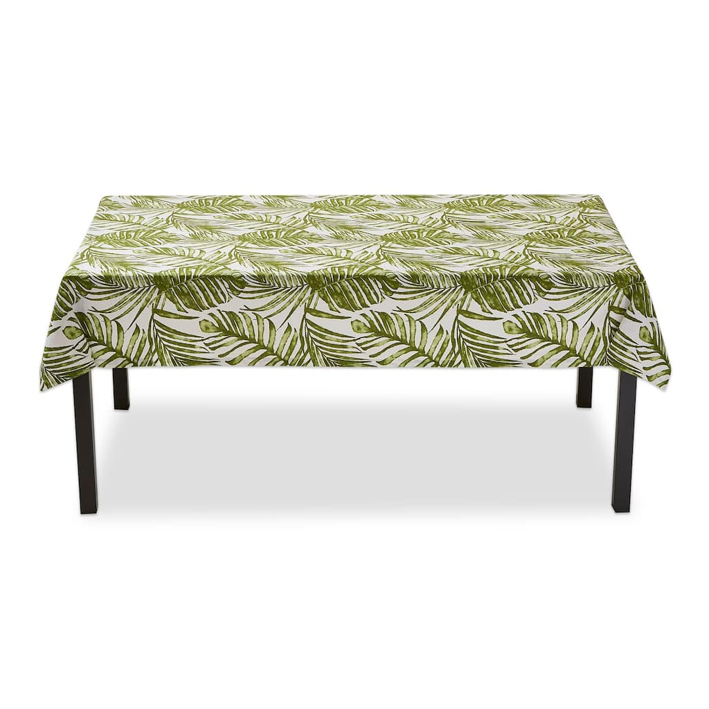 Palm Garden 60 x 84 Inch Cotton Tablecloth - Summer Green Design, Machine Washable, Perfect for Dining and Outdoor Use - 60 x 84