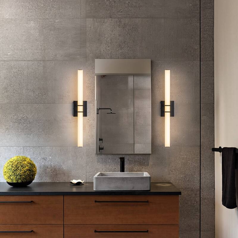 Mid-Century Modern LED Wall Sconce Bathroom Vanity Light with 3-CCT Selectable Light