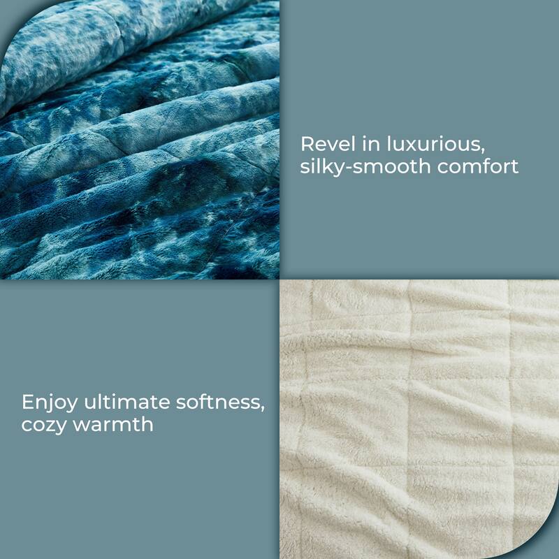 3PC Reversible Sherpa Down Alternative Comforter Set with Solid Color
