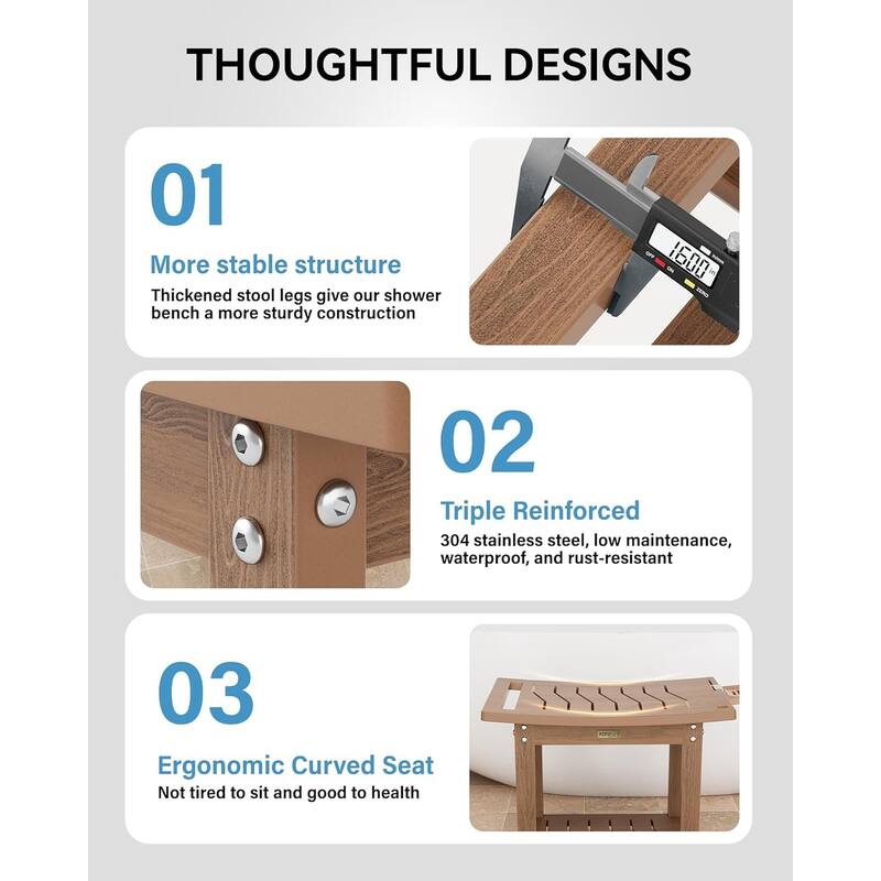 HIPS Shower Bench, 2 Tier Bathroom Chair Seat with Non-Slip Feet