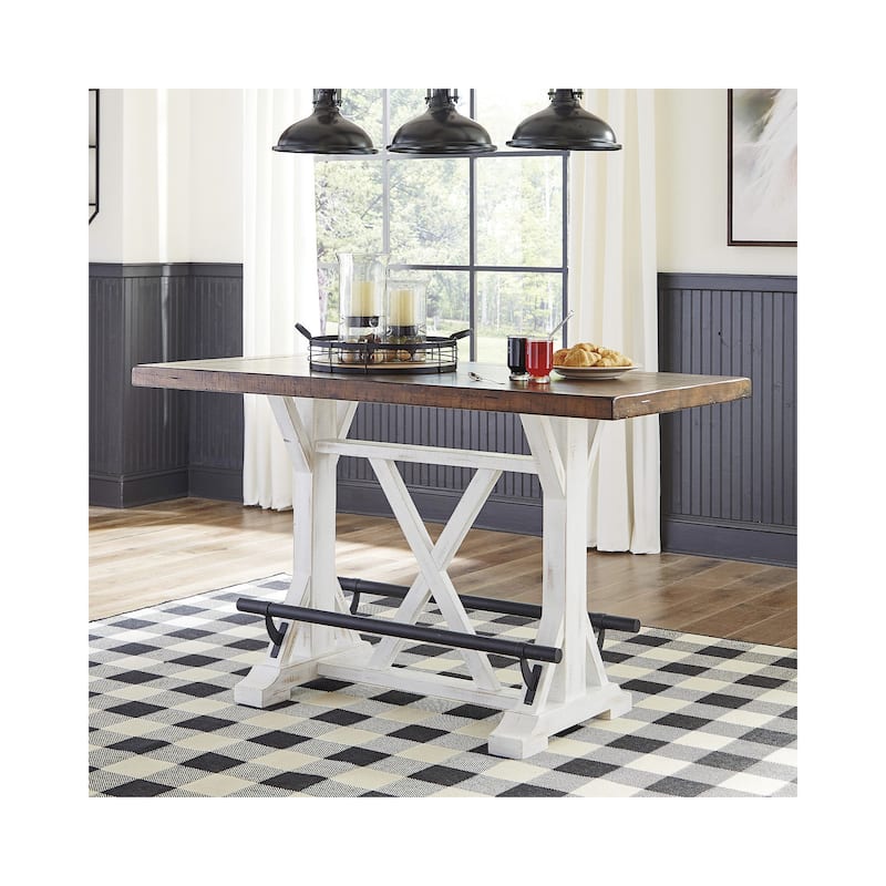Valebeck Brown/ White Rectangular Dining Room Counter Table - 60" W x 30" D x 36" H - White/Brown