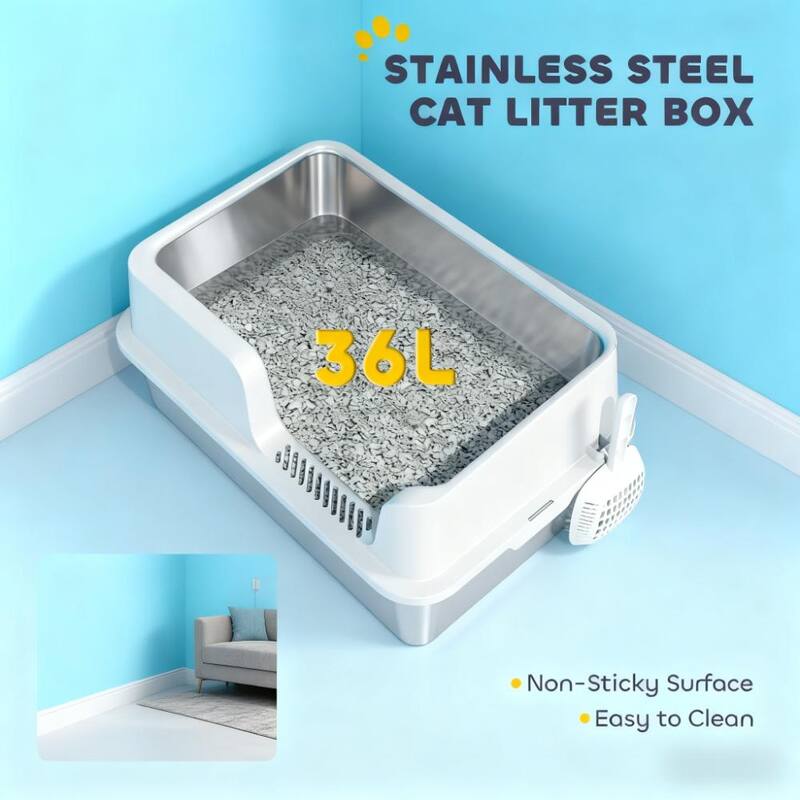 Stainless Steel Litter Box with High Side