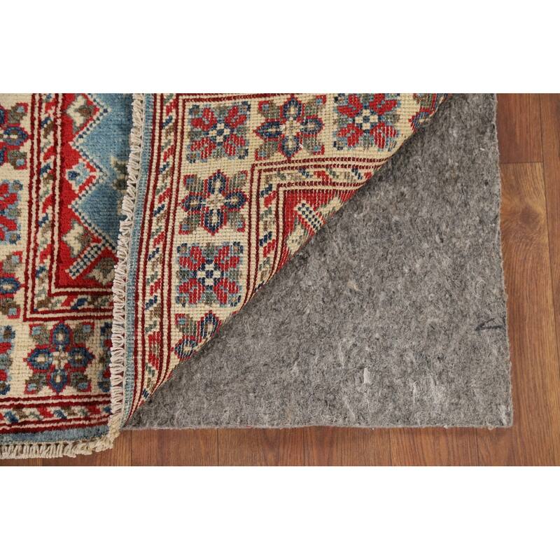 Blue Kazak Accent Rug Handmade Geometric Wool Carpet - 2'0" x 3'0"