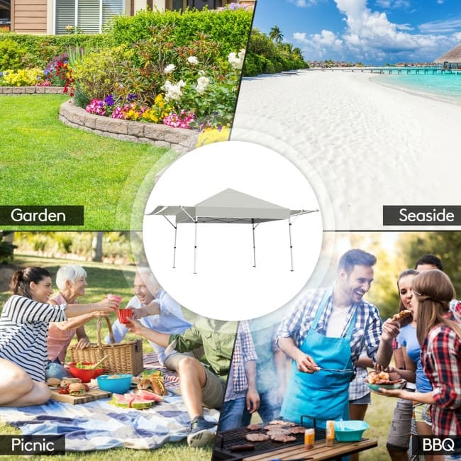 17 x 10 Feet Foldable Pop Up Canopy with Adjustable Dual Awnings - 17' x 10' x 10' (L x W x H)
