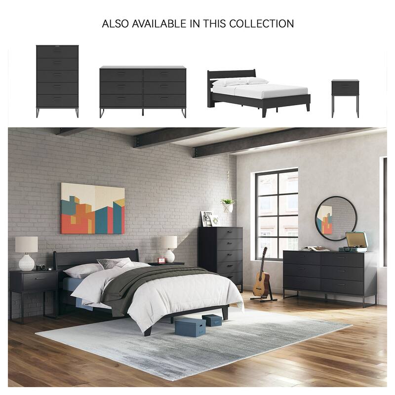 Signature Design by Ashley Socalle Black Panel Platform Bed