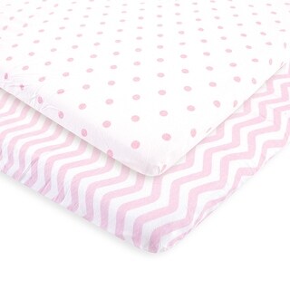 Luvable Friends Baby Girl Fitted Playard Sheet, Pink Chevron Dot, One Size - Pink Chevron Dot - One Size
