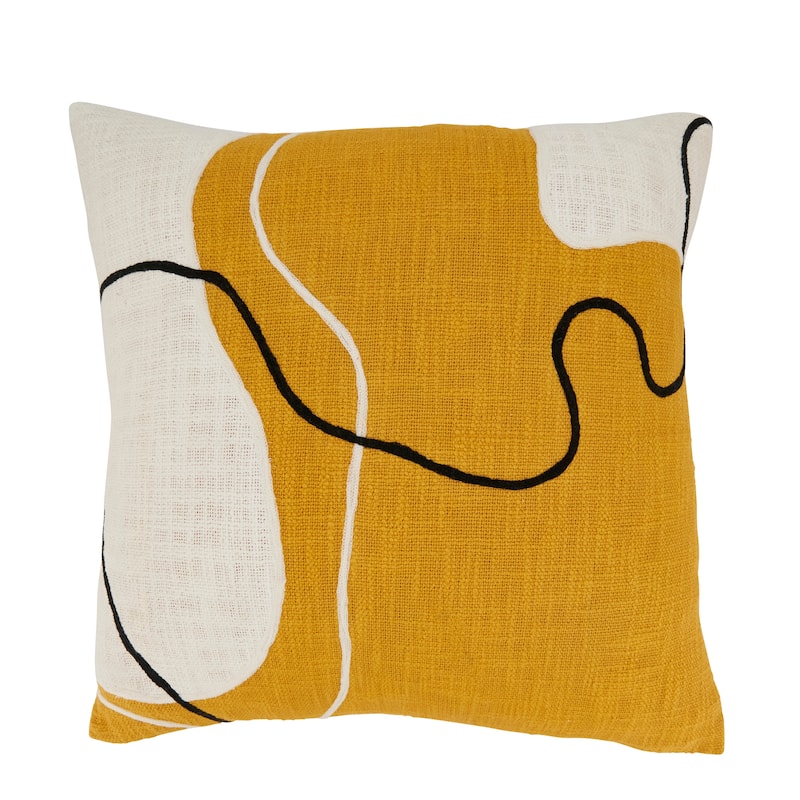 Artistic Ambiance Abstract Throw Pillow - 20"x20" - Cover Only - Mustard