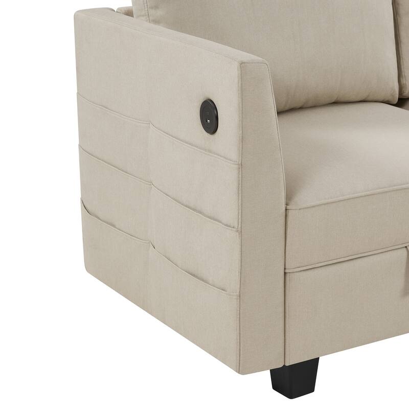 Billy 86" Modular 4-Piece Storage Sectional Sofa