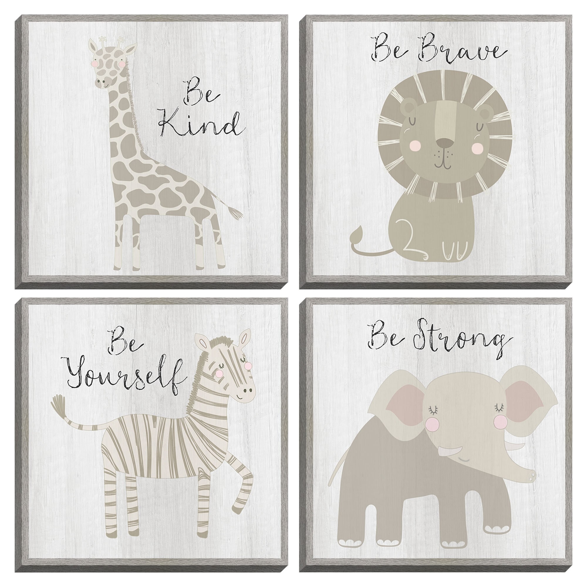 Inspo Critters by Susan Jill 4-Piece Framed Canvas Art Set - 12x12x4