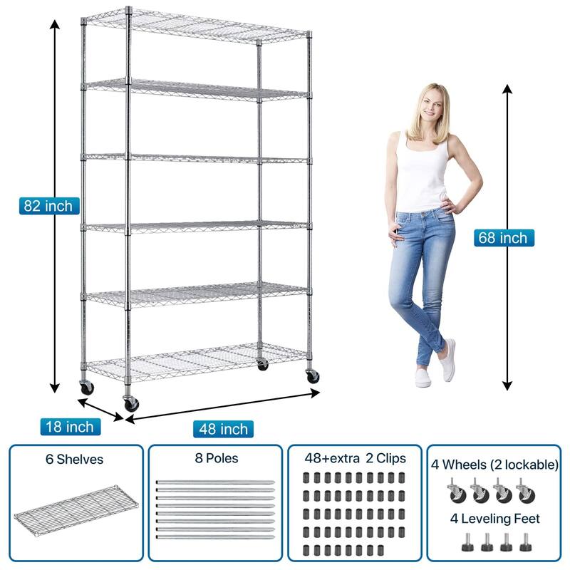 6 Tier NSF Certification Height Adjustable Garage Shelving Utility