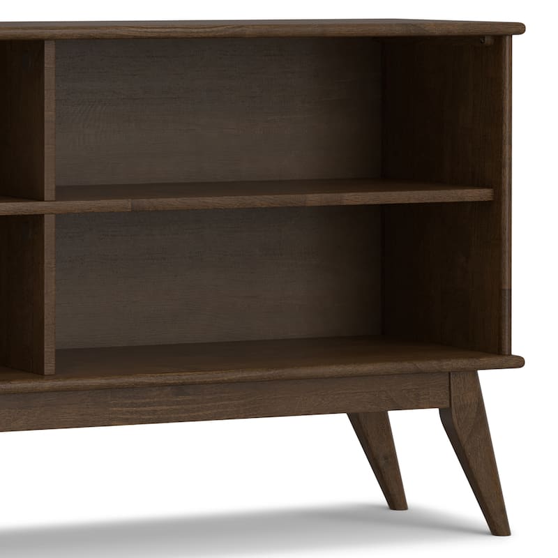 WYNDENHALL Tierney SOLID HARDWOOD 30 x 64 inch Modern Low Bookcase in Teak Brown - 14" d x 64" w x 30" h