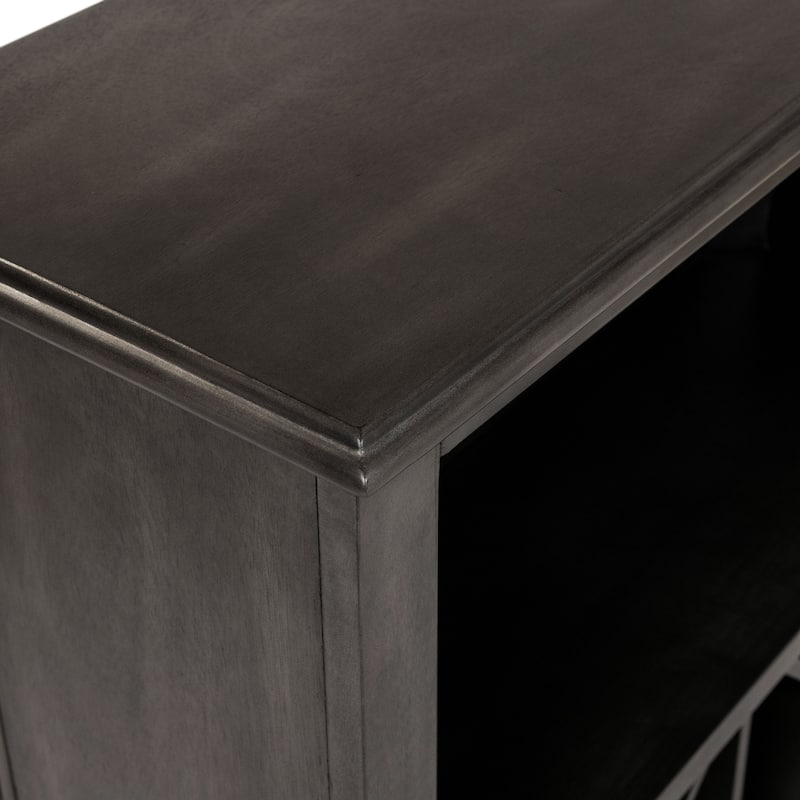 Groenlo Transitional Grey Solid Wood Multi-Storage Standing Bar with Molded Details by Copper Grove