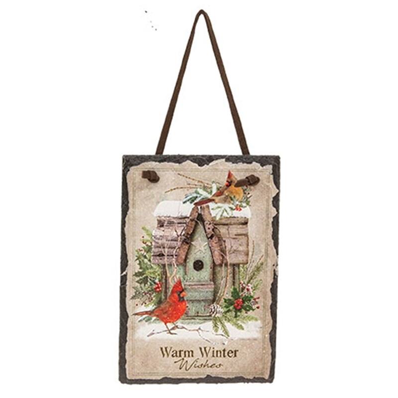 Winter Woodland Cardinal Mini Slate Hanger - 3 Asstd. - Multi