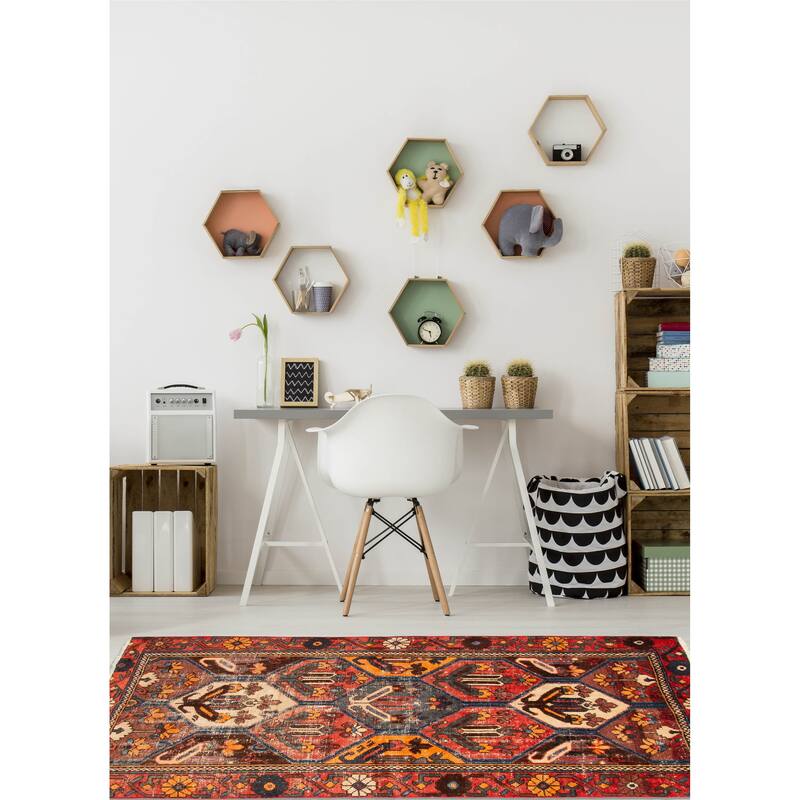 ECARPETGALLERY Hand-knotted Kayseri Vintage Red Wool Rug - 4'0 x 6'5