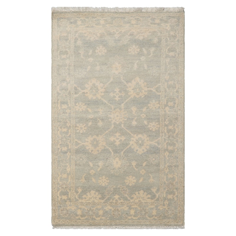 3x5 Ivory Hand Knotted Afghan Transitional Oushak Wool Rug - 3' x 5' - Ivory - 3'  x 5' - Rectangle