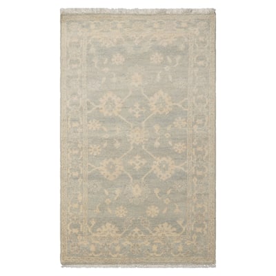 3x5 Ivory Hand Knotted Afghan Transitional Oushak Wool Rug - 3' x 5'