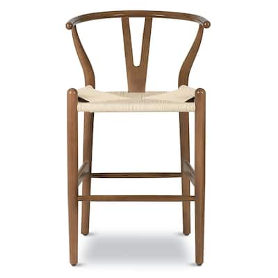 Poly & Bark Weave 23.5" Seat Height Counter Stool - Solid Wood with Woven Seat