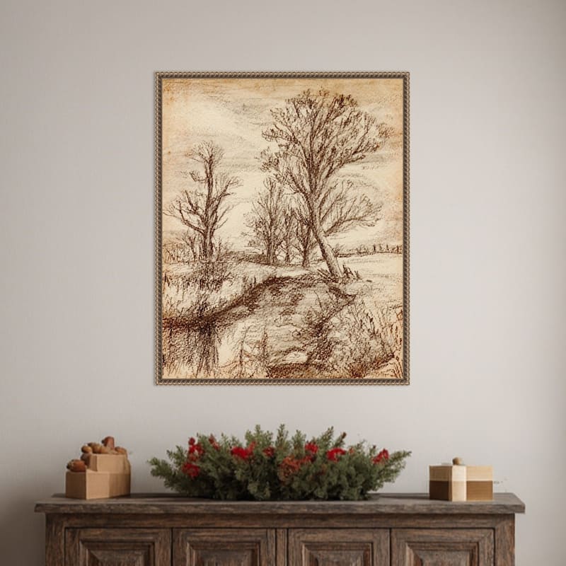 Forest View II by Melissa Wang (23 x 28 in.), Framed Canvas Wall Art Print - Sylvie Beaded Dark Gold
