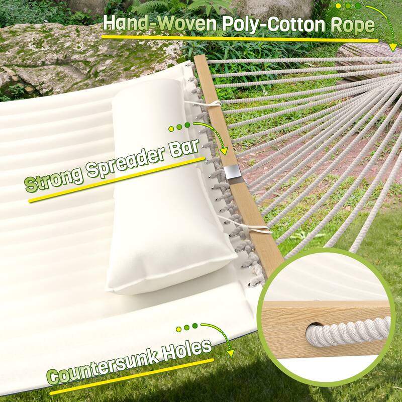 EROMMY Modern Portable Hammock, Hand-Woven Ropes, Anti-Tipping Design for Backyards, Beaches & Campsites