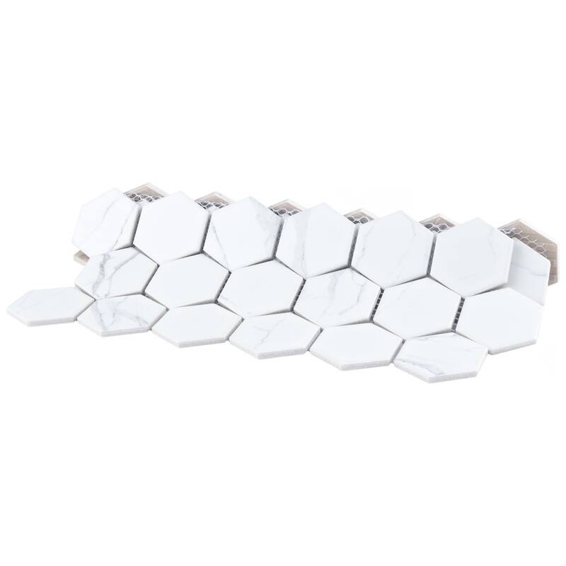 Merola Tile Carrione 2" Hex Matte Carrara 11-1/8" x 12-5/8" Porcelain Floor and Wall Tile