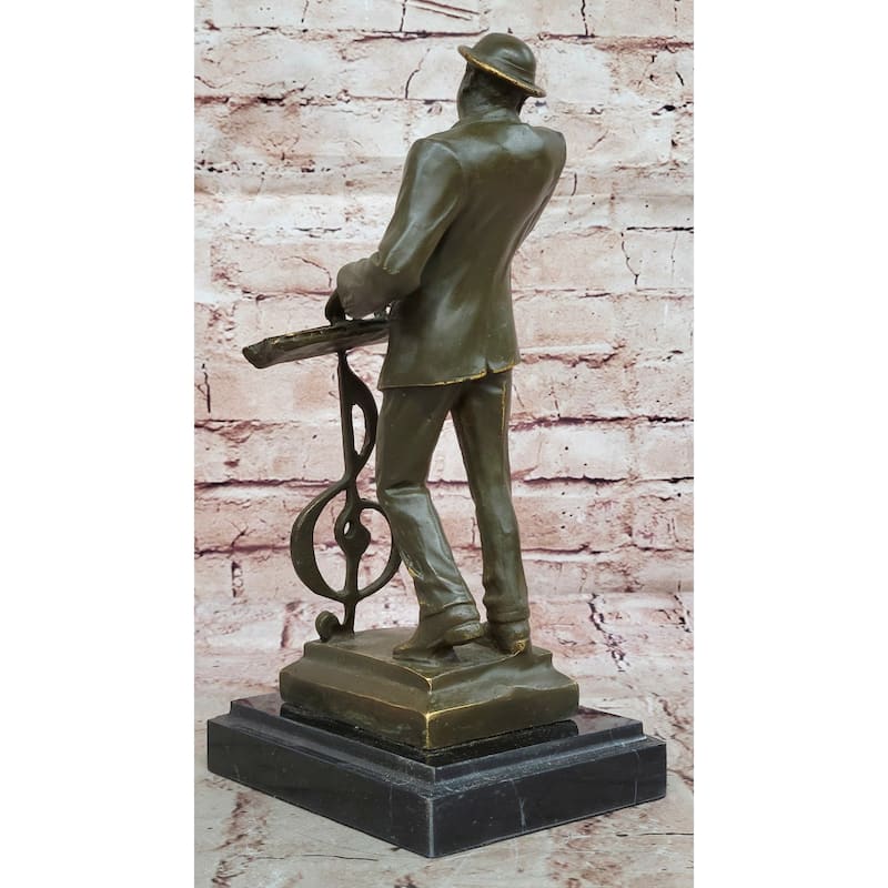 Music Conductor Bronze Sculpture With Treble Clef - Clical Jazz Musician Art