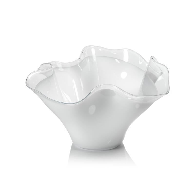 Vellerti 9.25 Tall Wave Glass Bowl - White