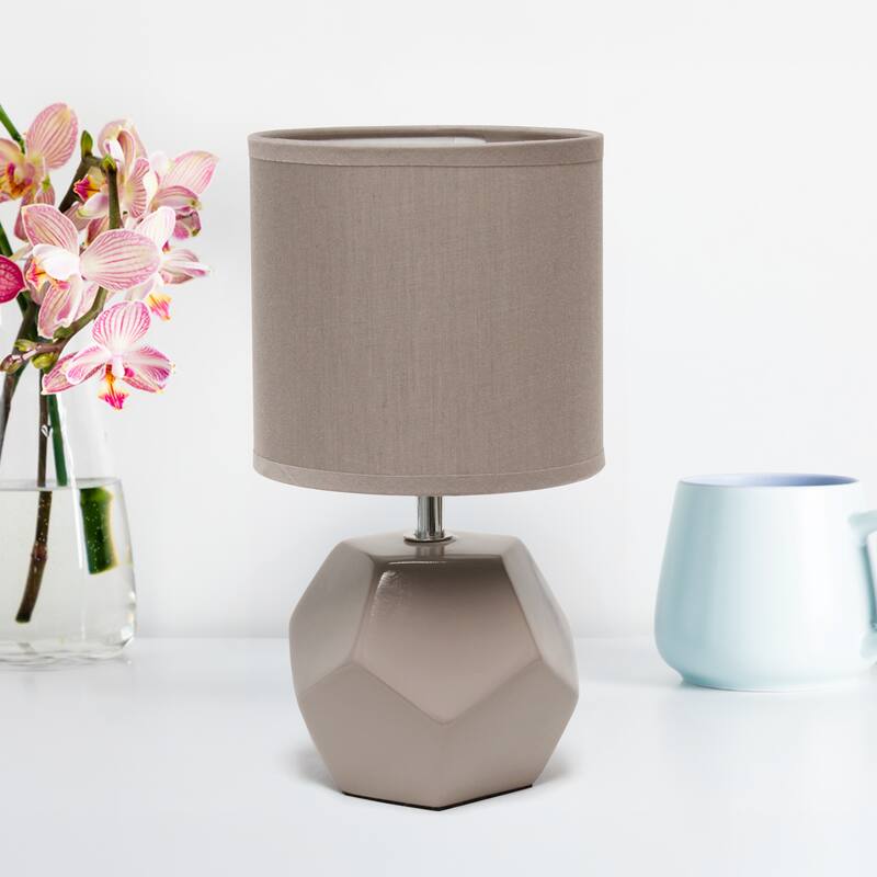 10.24" Modern Geometric Table Lamp with Ceramic Base and Fabric Shade for Bedroom or Office - 5.51"L x 5.51"W x 10.24"H