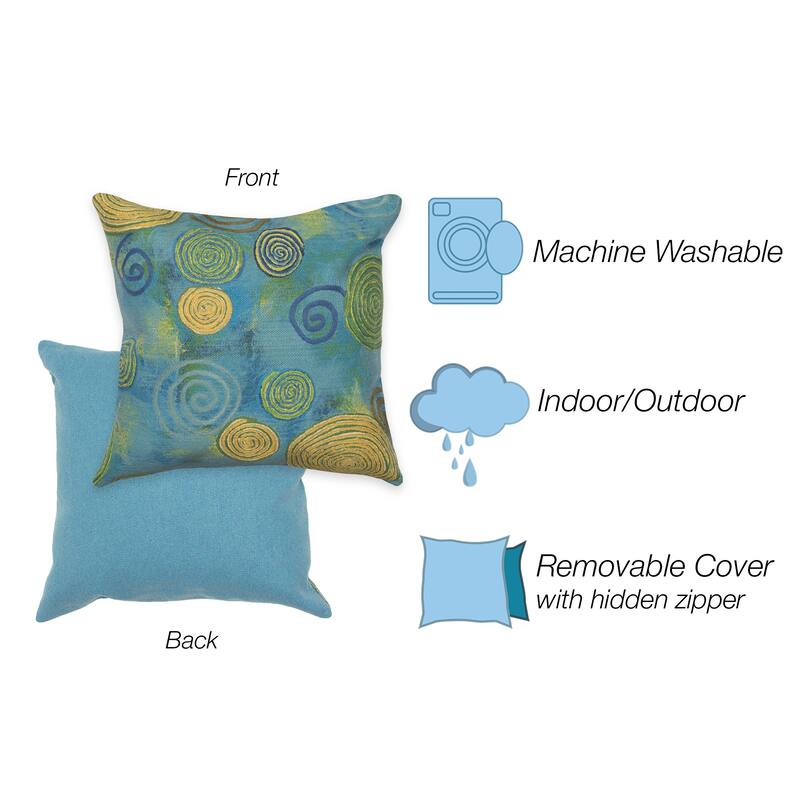 Liora Manne Visions III Graffiti Swirl Indoor/Outdoor Pillow Cool 20" Square