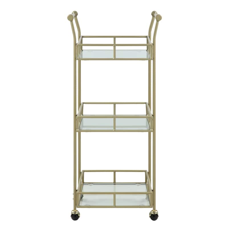 Azalea Park 3-Tiered Gold Rolling Bar Cart with Locking Caster Wheels - 16.93 W x 13.94 D x 37.99 H"