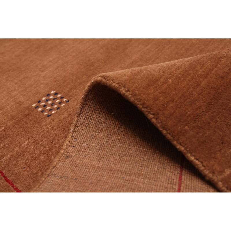 ECARPETGALLERY Hand Loomed Kashkuli Gabbeh Brown Wool Rug - 5'0 x 6'11