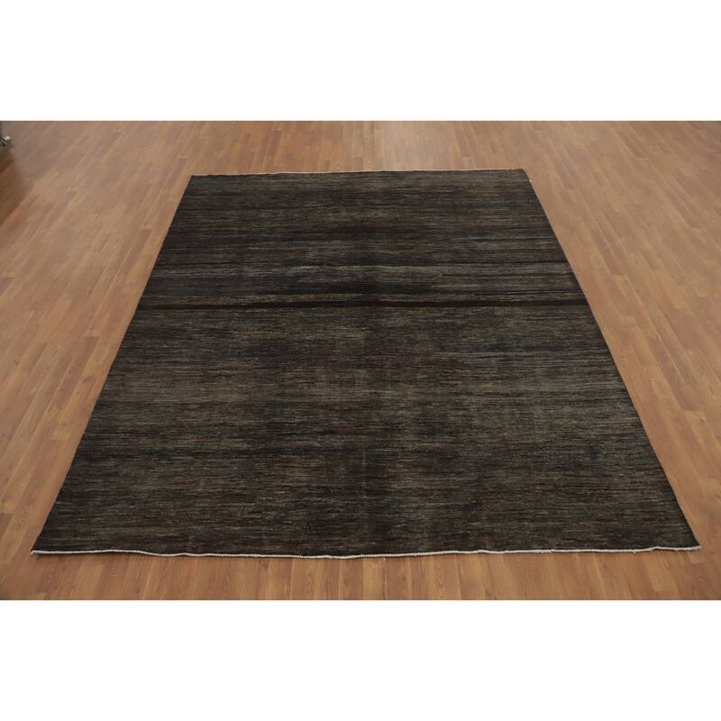 Vegetable Dye Wool Gabbeh Modern Area Rug Handmade Wool Carpet - 9' 7'' X 7' 11''