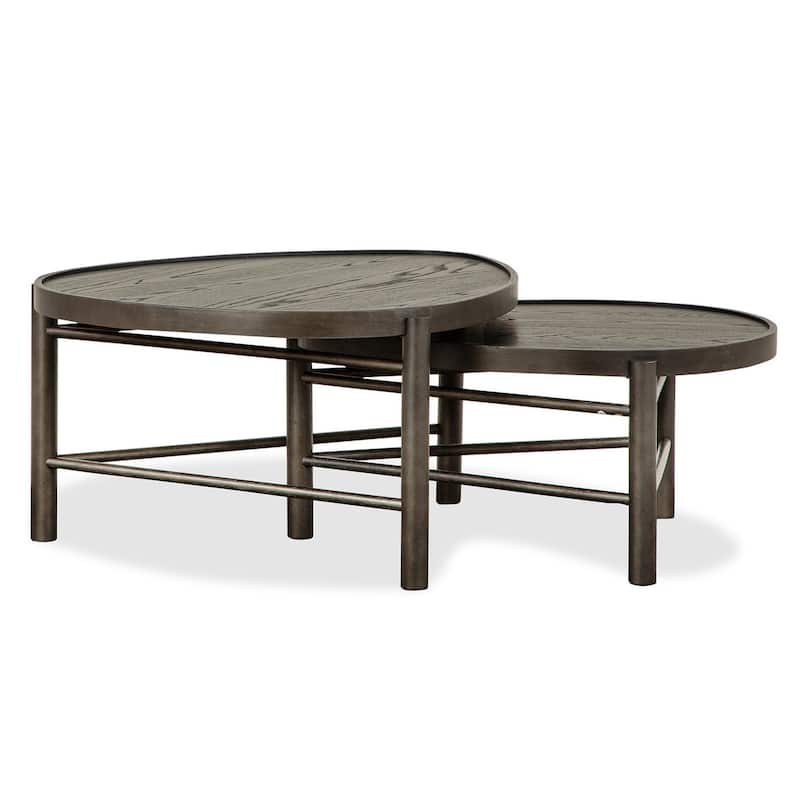 Magnussen Home Hadleigh Black Coffee Bean Shaped Nesting Cocktail Table - 37''W x 31.5''D x 18''H