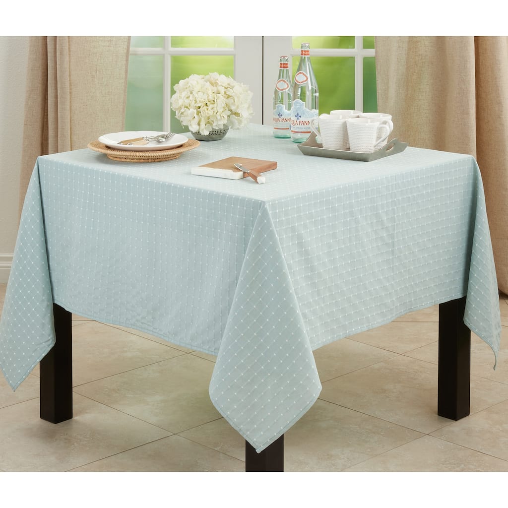 Cotton Blend Tablecloth With Stitched Line Design