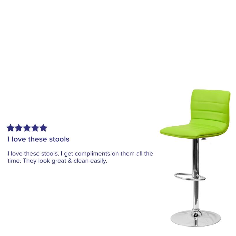 Modern Vinyl Stitch Back Adjustable Height Barstool - 16"W x 19"D x 35" - 44"H