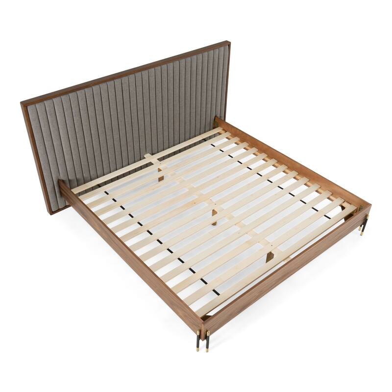 Nova Domus Metcalf Mid-Century Walnut & Grey Bed