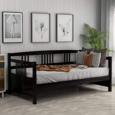 Espresso Solid Wood Daybed with Storage Space