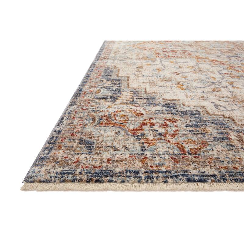 Alexander Home Anniki Distressed Fiesta Medallion Area Rug with Micro Fringe