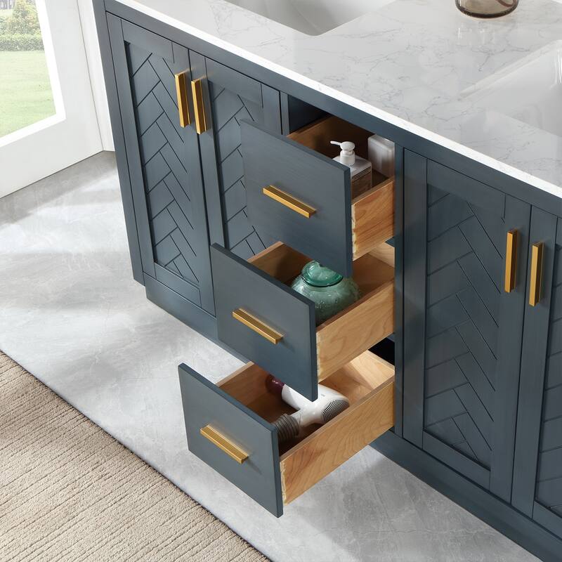 Altair Gazsi Bathroom Vanity with Composite Stone Countertop with Mirror