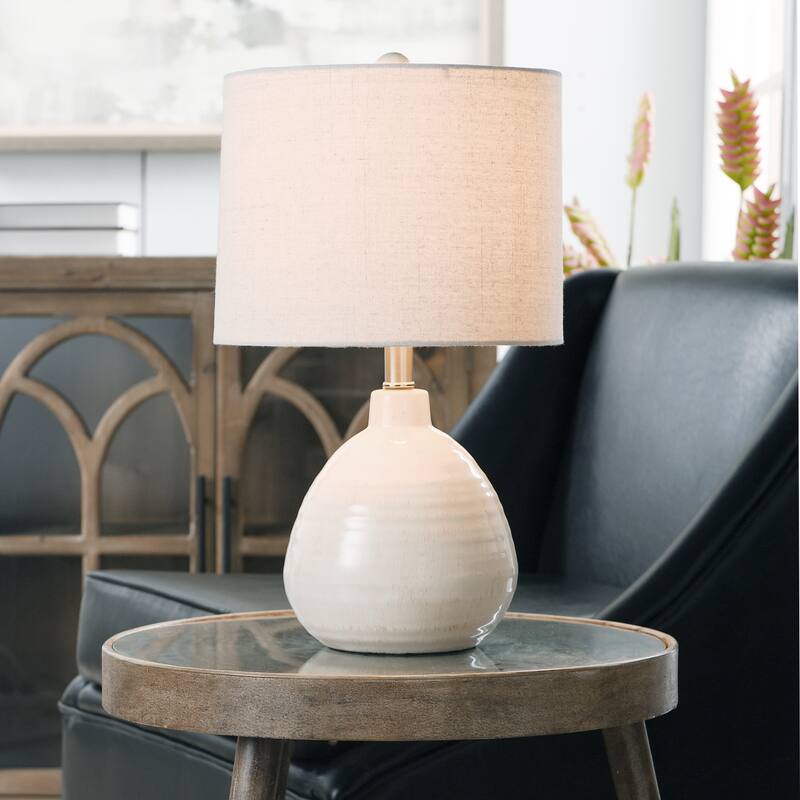 Cameron - Ceramic Table Lamp with Beige Hardback Linen Shade