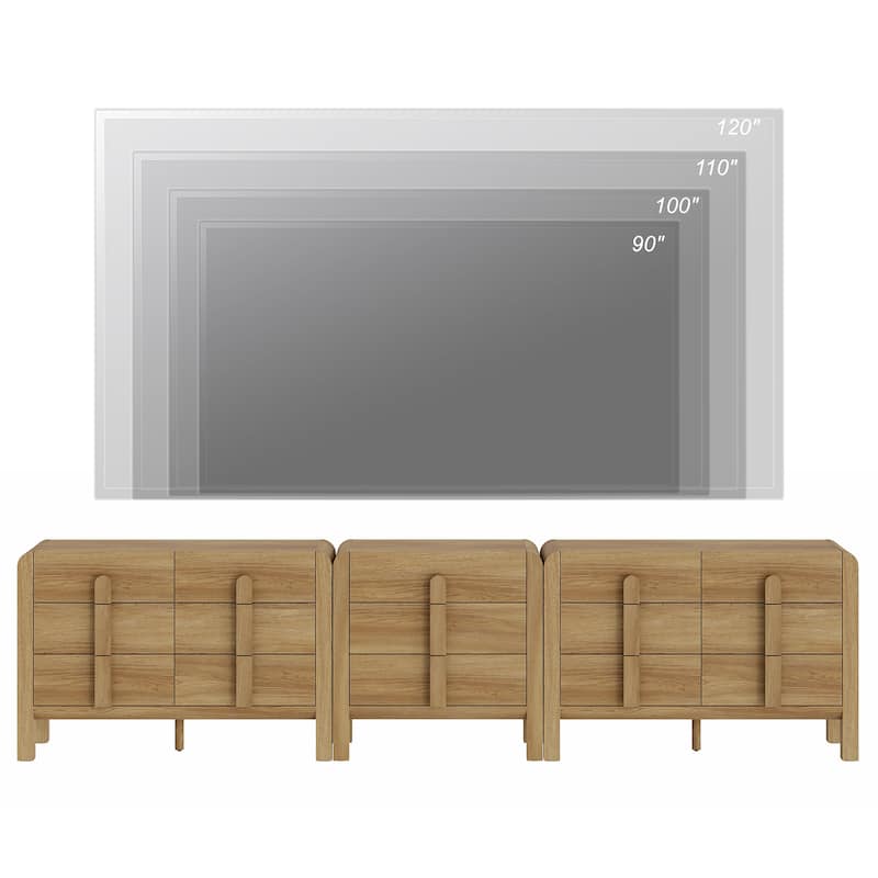 WAMPAT Modern Dresser TV Stand For Tvs Up To 120 Inch, 3-In-1 Wood Media Console With Drawers, Mid Century Entertainment Center