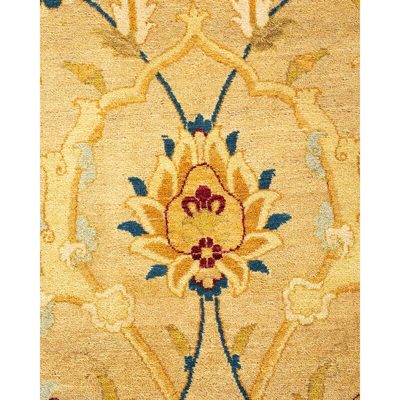 Overton Handknotted Wool Traditional Oriental Yellow Area Rug - 8' x 10'