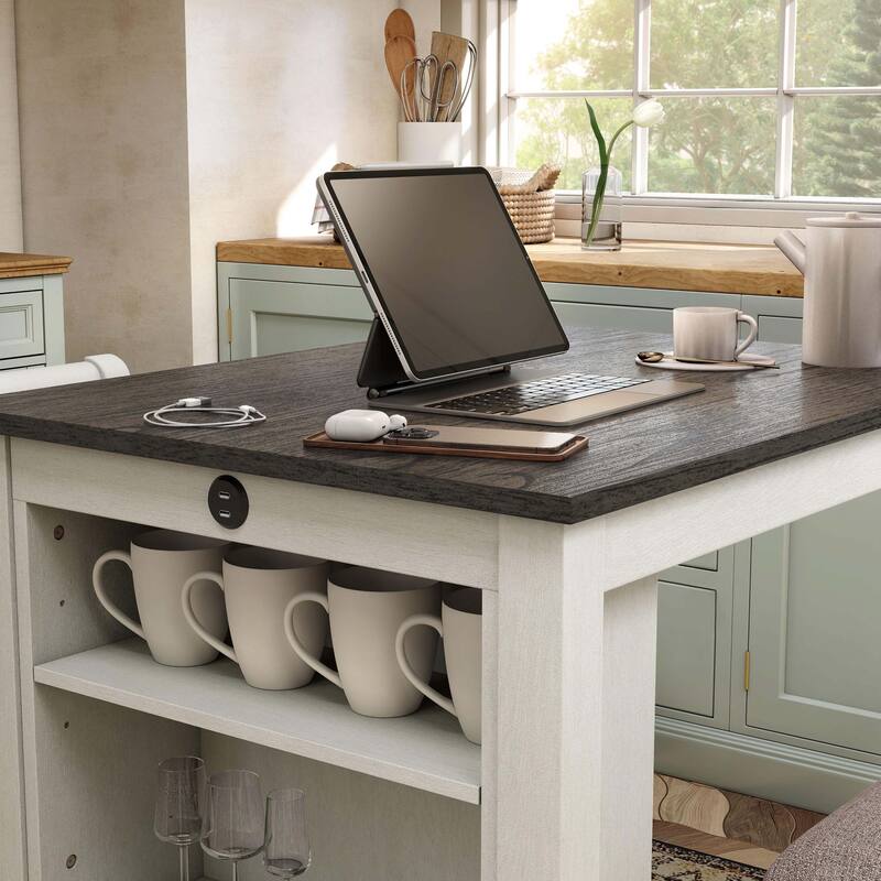 Furniture of America Vesper 3-Piece Counter Height Dining Set with Shelving
